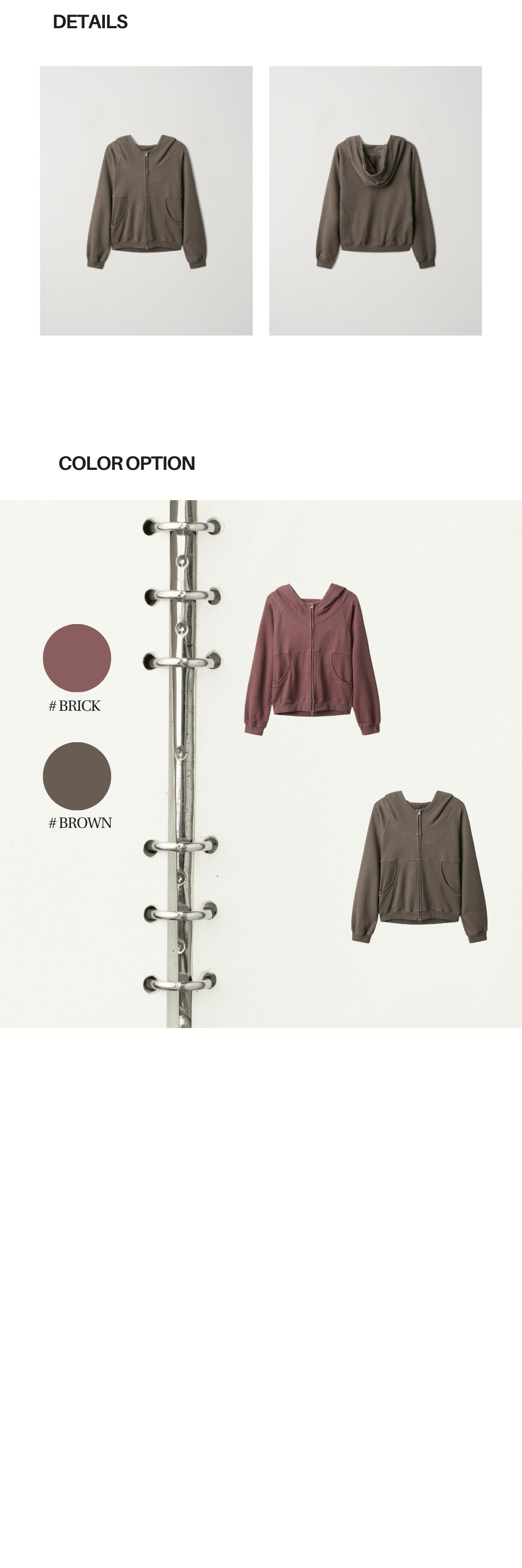 PIGMENT ZIP HOODIE (BROWN)