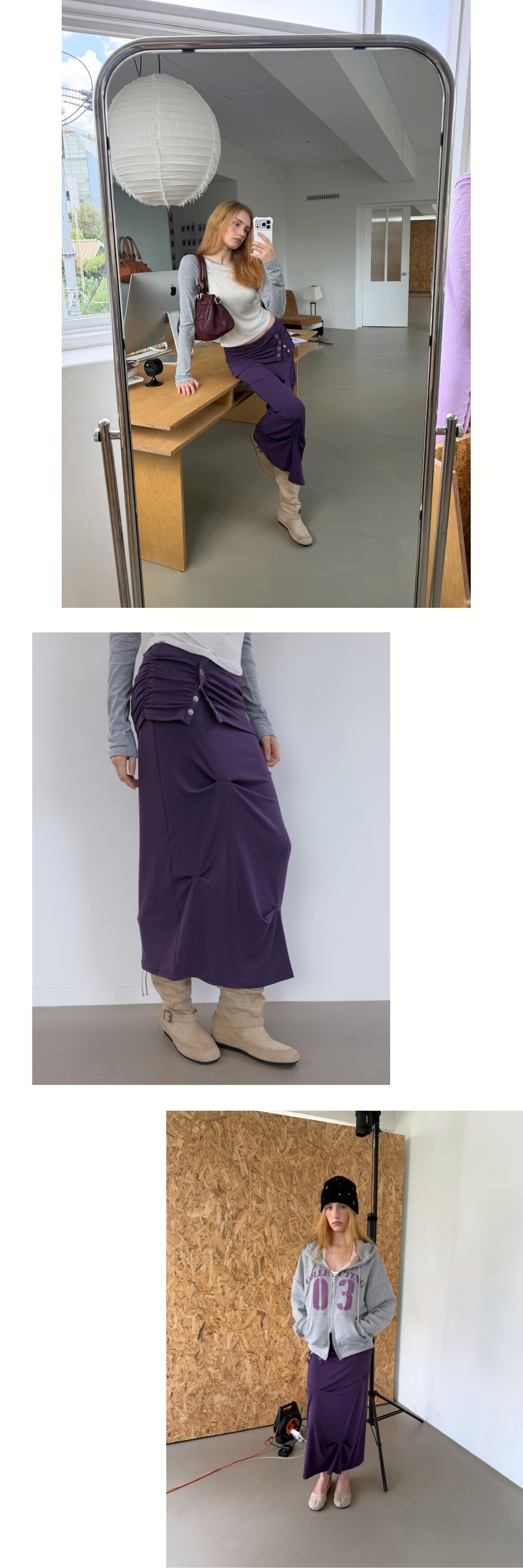 SNAP DRAPE SKIRT (PURPLE)