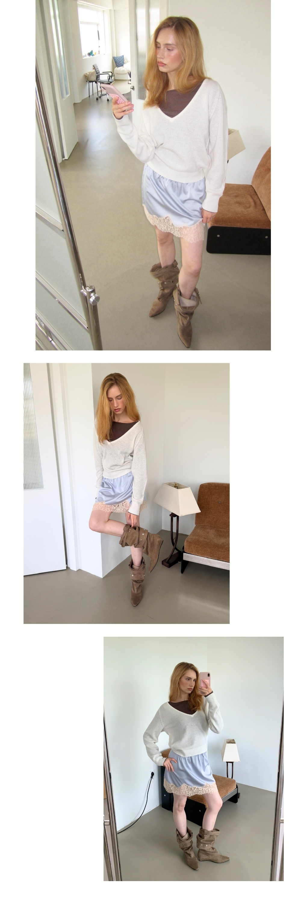 PURE WOOL DEEP V KNIT (IVORY)