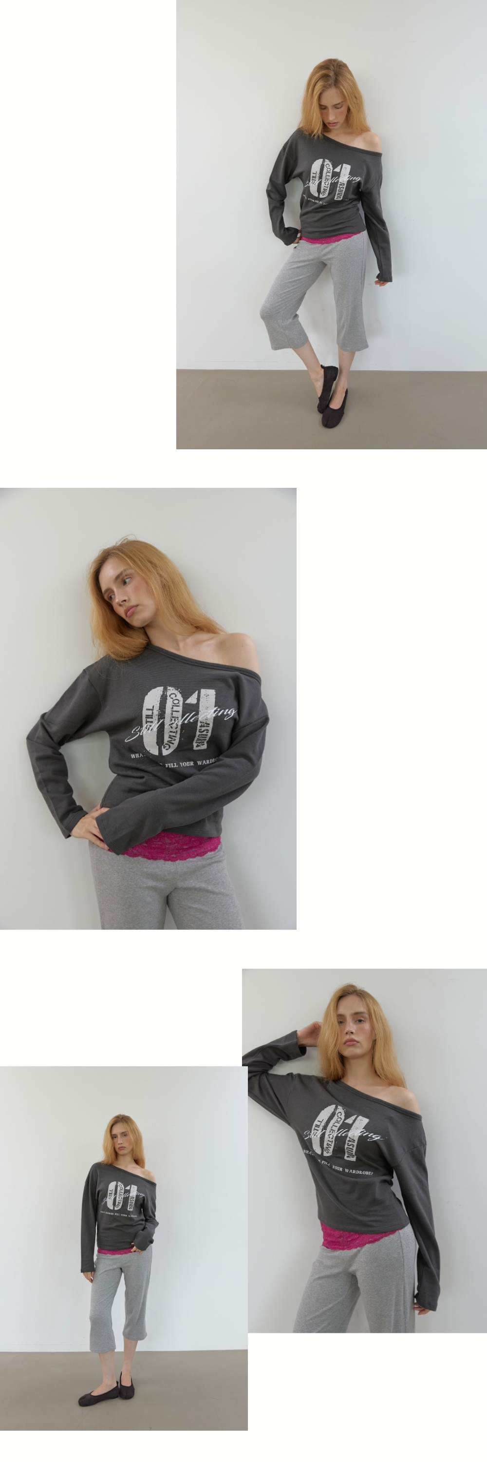 COLLECTING 01 ONE SHOULDER T (CHARCOAL)