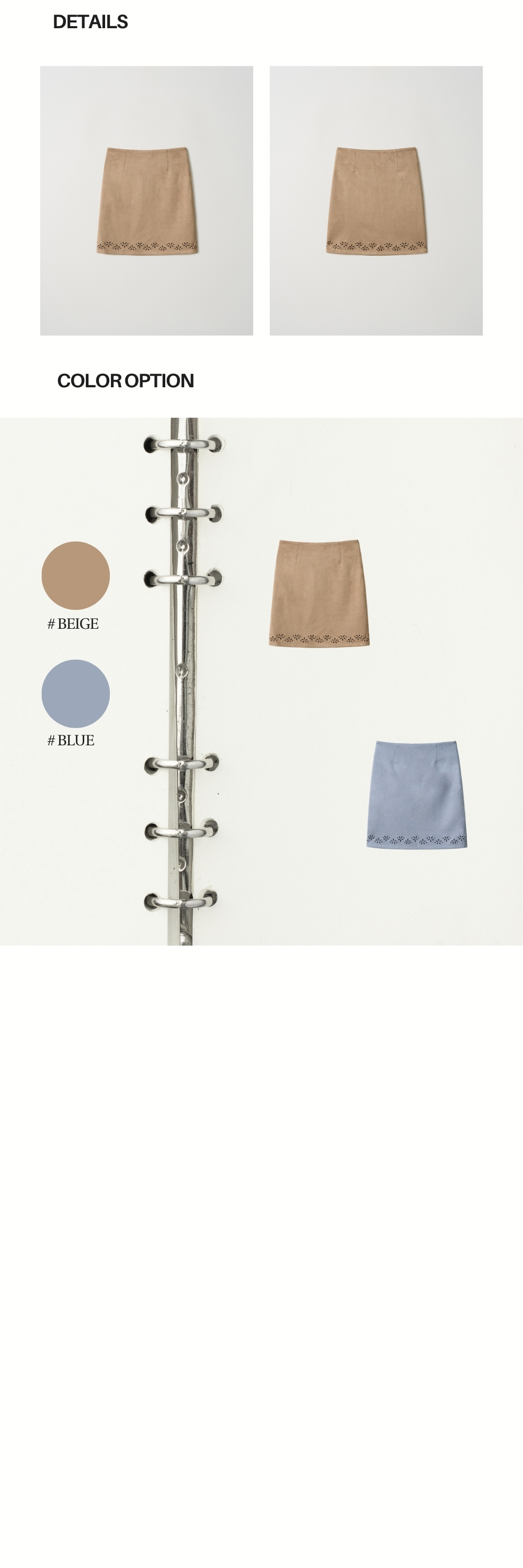 SUEDE PUNCHED MIDI SKIRT (BEIGE)