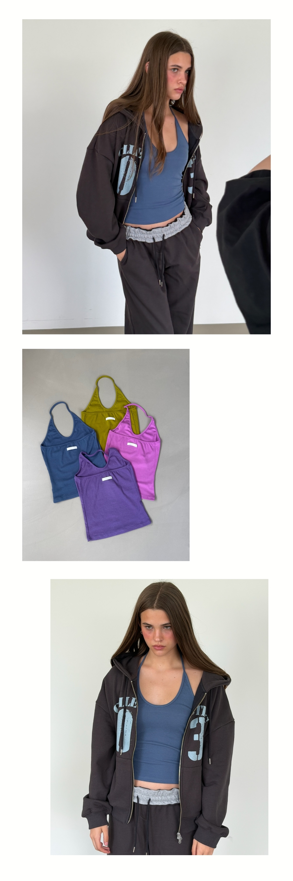 CURVE HALTER SLEEVELES (VINTAGE BLUE)
