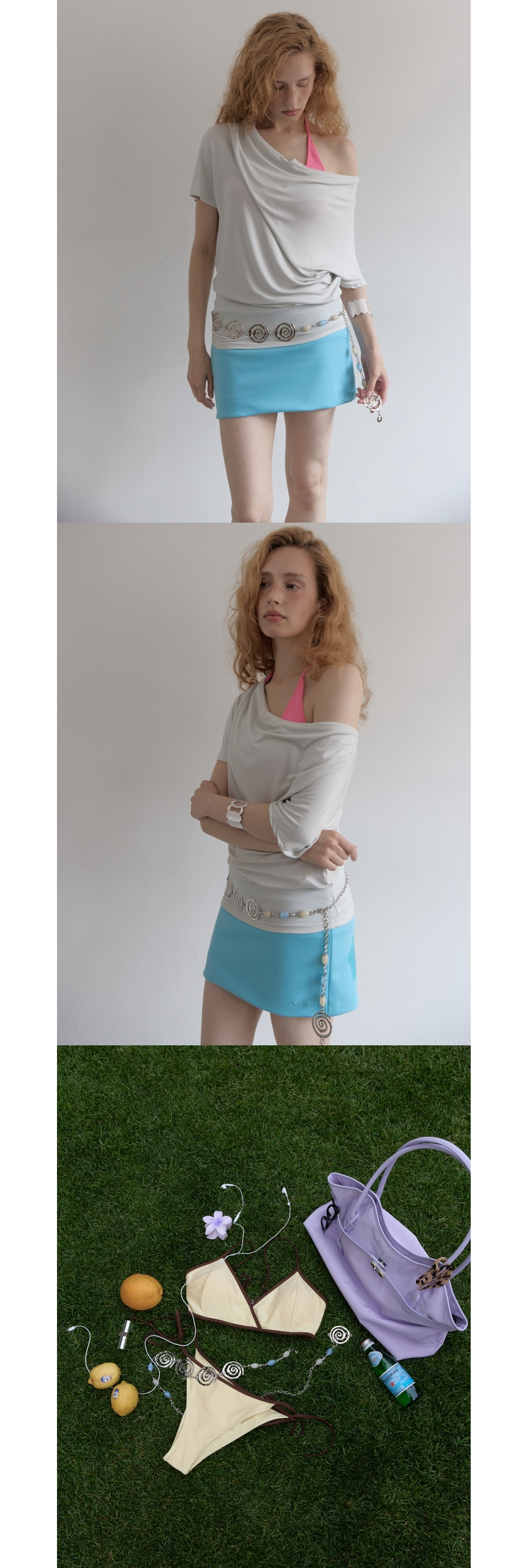 SWIRL BALL CHAIN BELT (SKY BLUE)