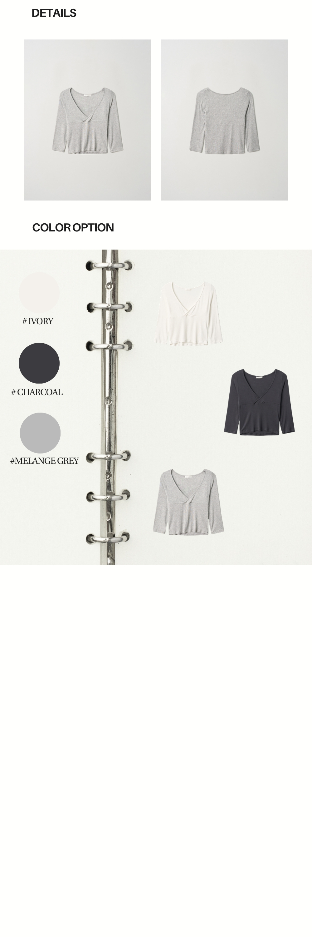 3/4 SLEEVES WRAP T (MELANGE GREY)