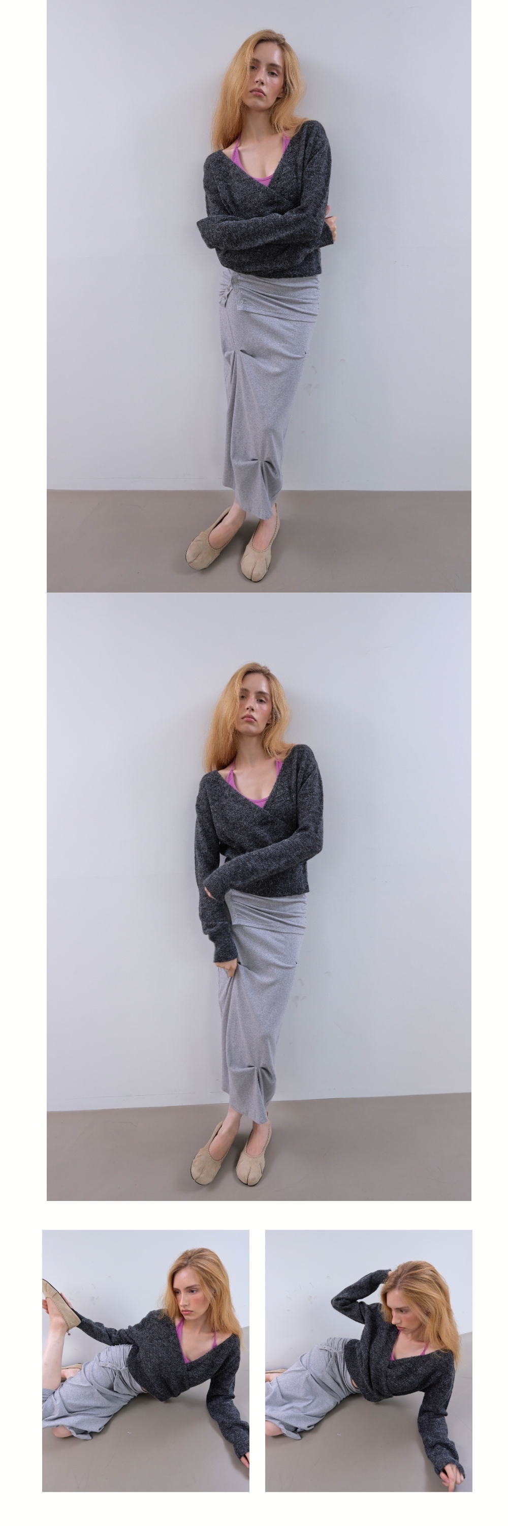 WOOL WRAP KNIT (CHARCOAL)