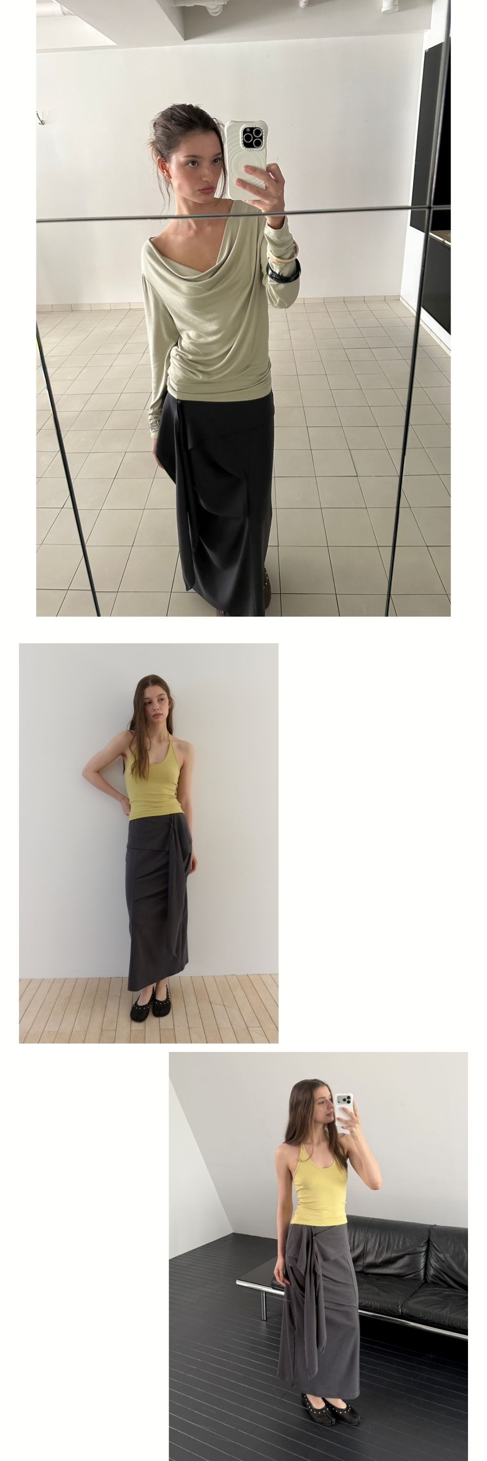TUK WRAP SKIRT (CHARCOAL)