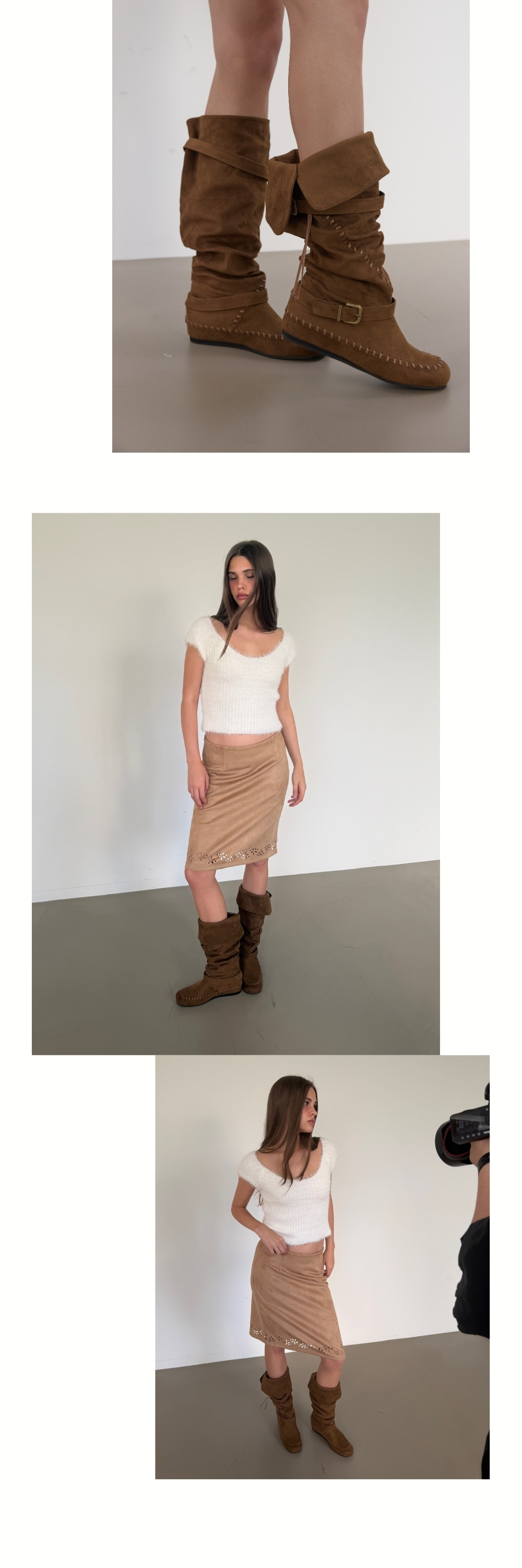 BRAID SUEDE BOOTS (BROWN)