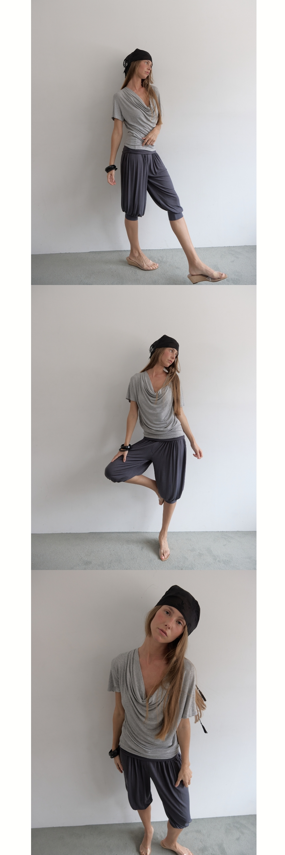FOLD HAREM PANTS (CHARCOAL)