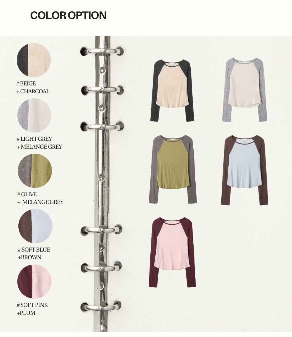 CONTRAST SLIM RAGLAN TOP (2+1)