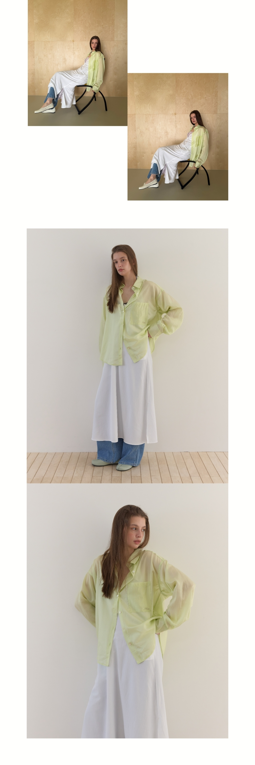SHEER TENCEL SHIRT (LIME)