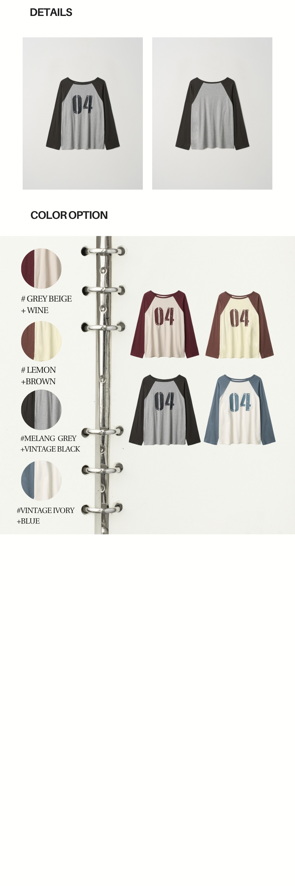 COLLECTING 04 LOOSE RAGLAN T (MELANGE GREY+VINTAGE BLACK)