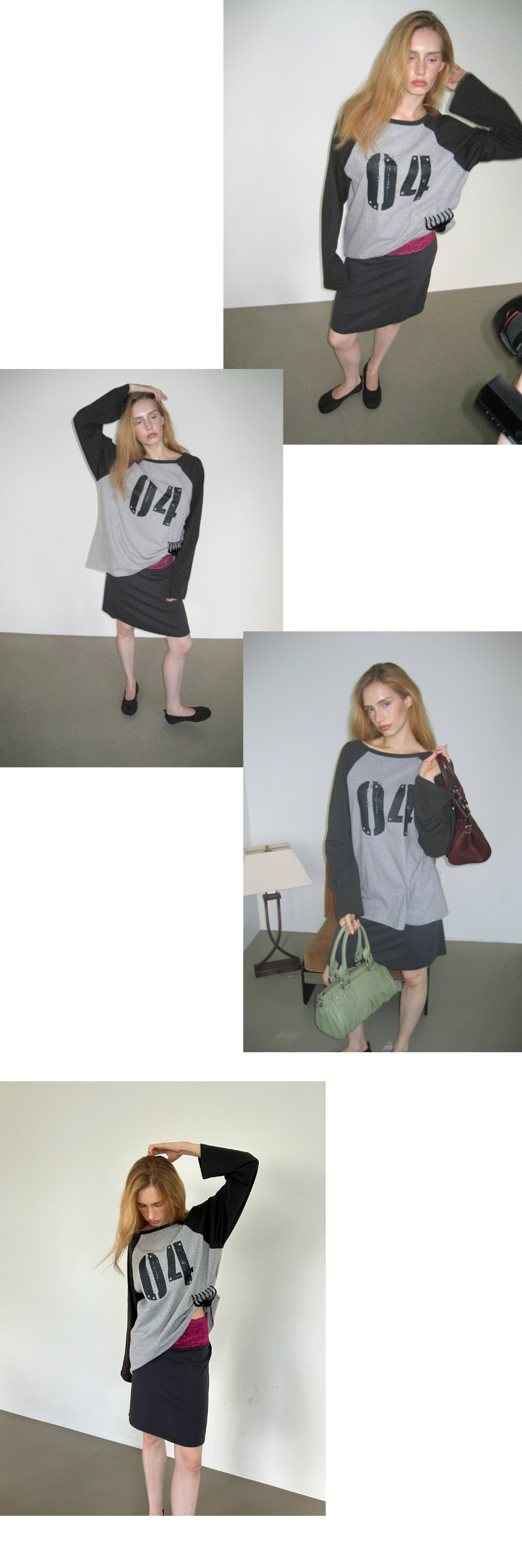 COLLECTING 04 LOOSE RAGLAN T (MELANGE GREY+VINTAGE BLACK)