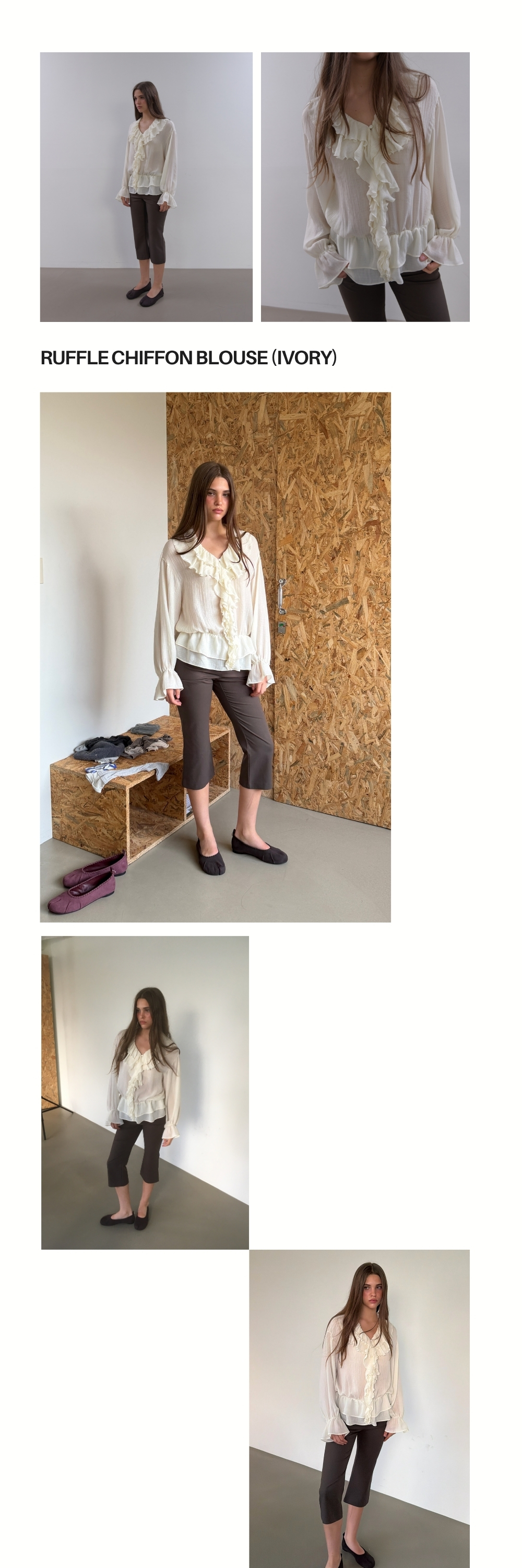 RUFFLE CHIFFON BLOUSE (IVORY)