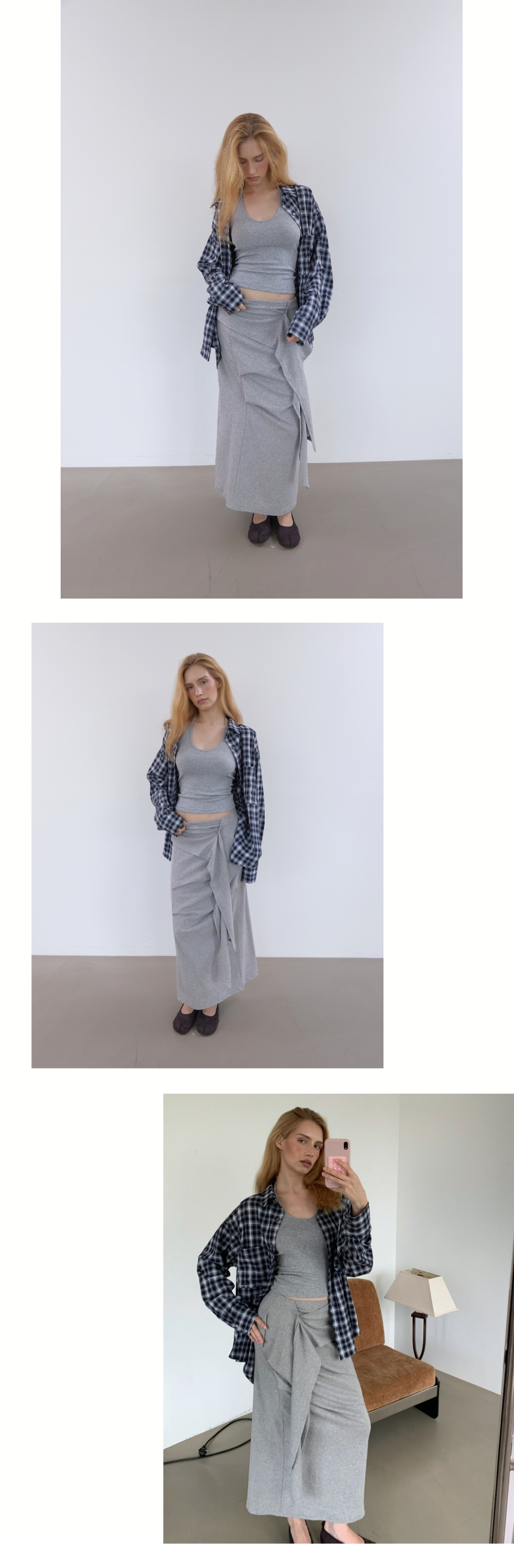 TUK WRAP SKIRT (MELANGE GREY)