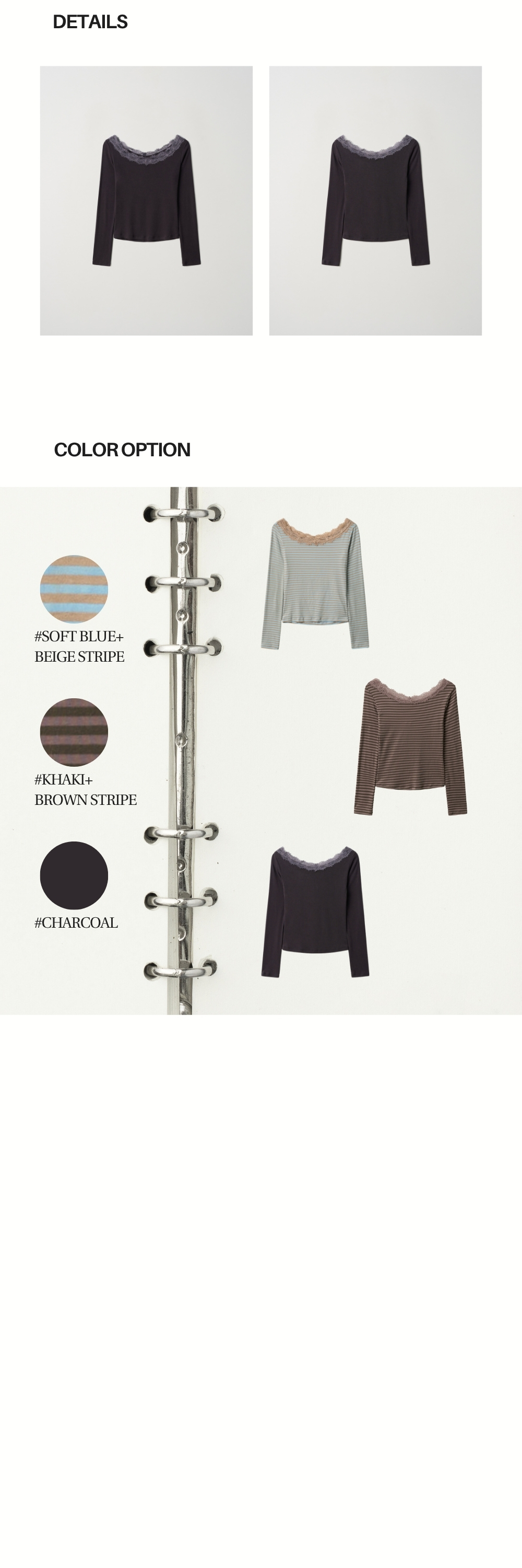 NECK LACE LONG SLEEVE T (CHARCOAL)