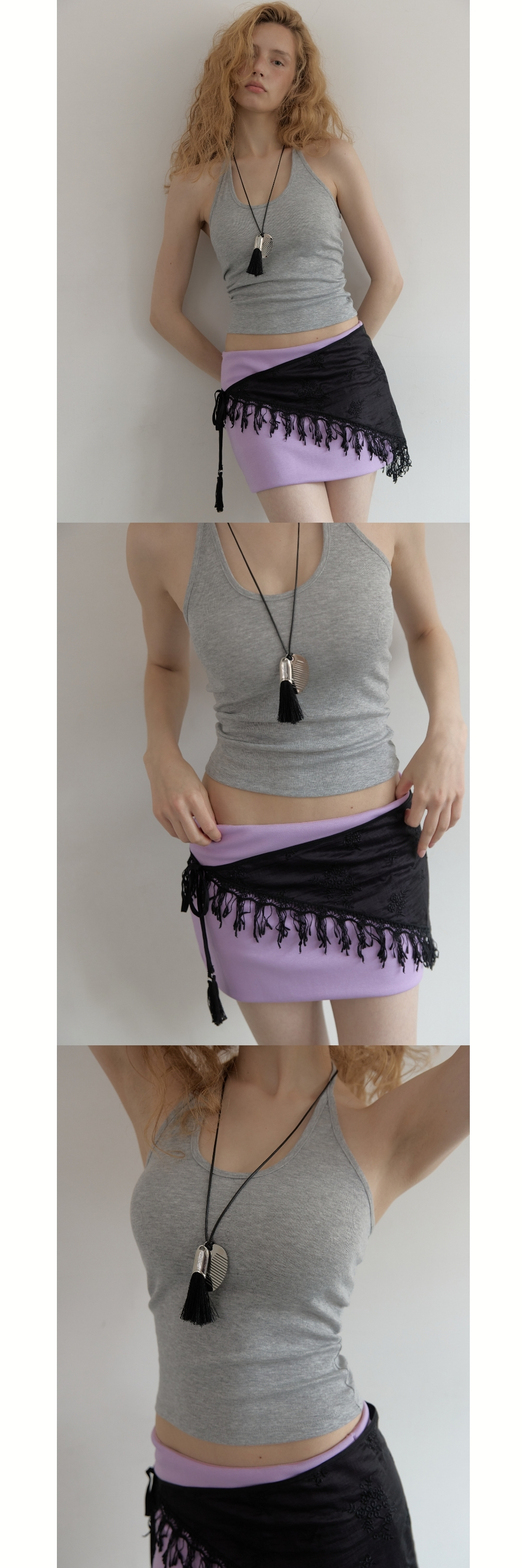 FRINGE COMB NECKLACE (BLACK)