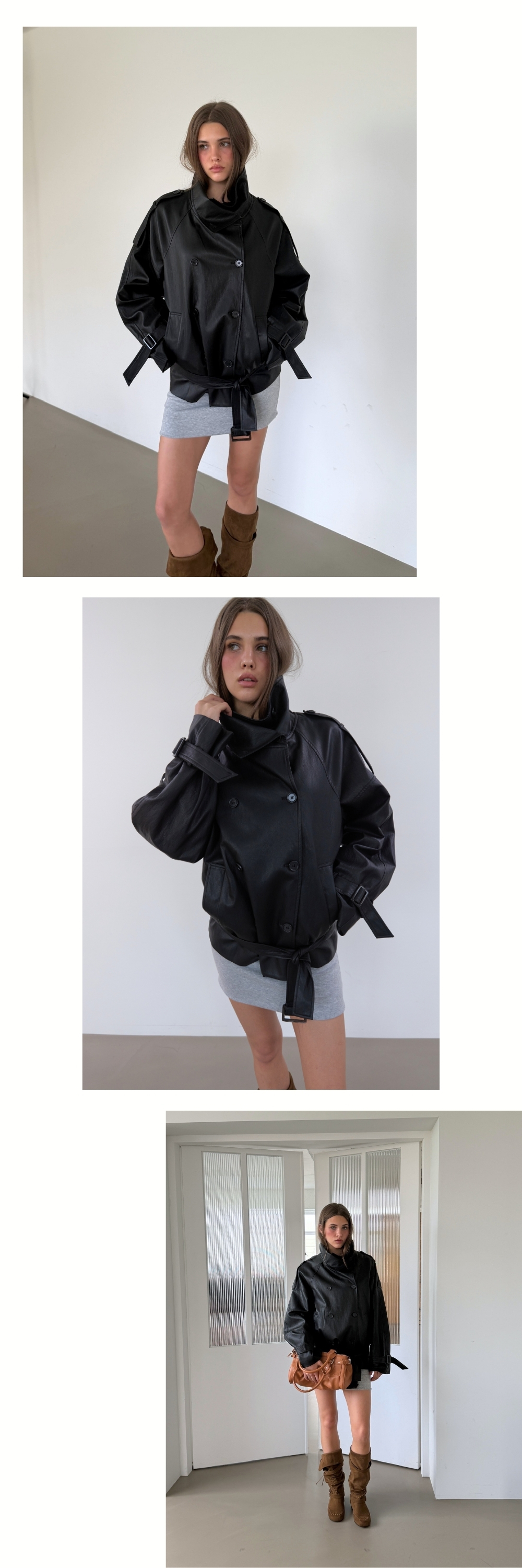 AUTHENTIC TRENCH LEATHER JACKET (BLACK)