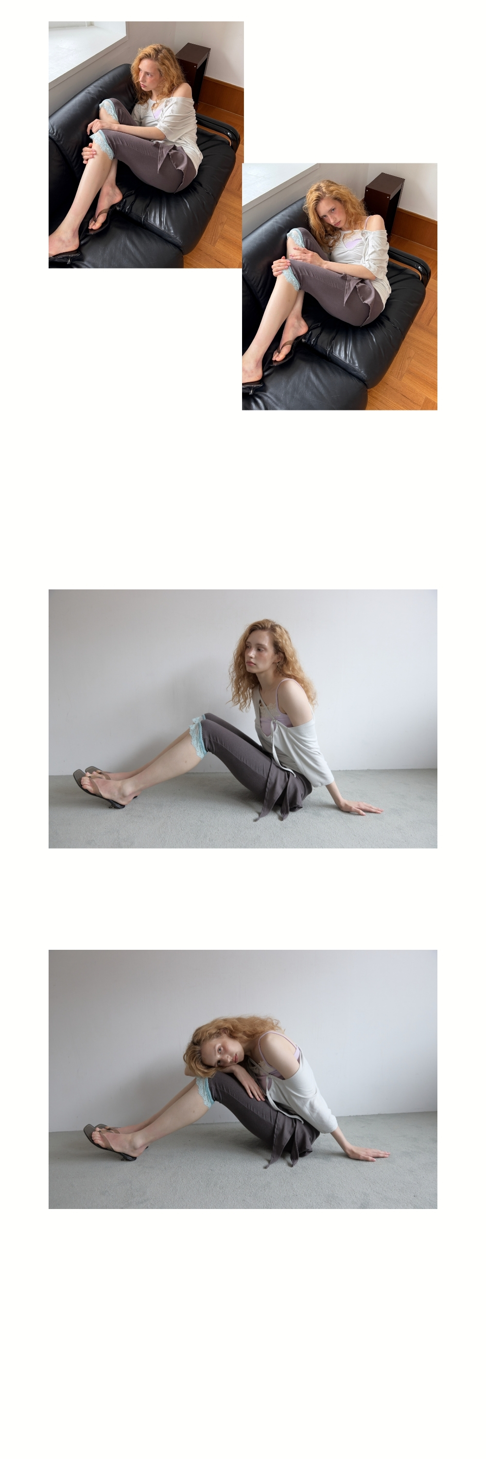 LACE LAYERED CAPRI PANTS (CHARCOAL)