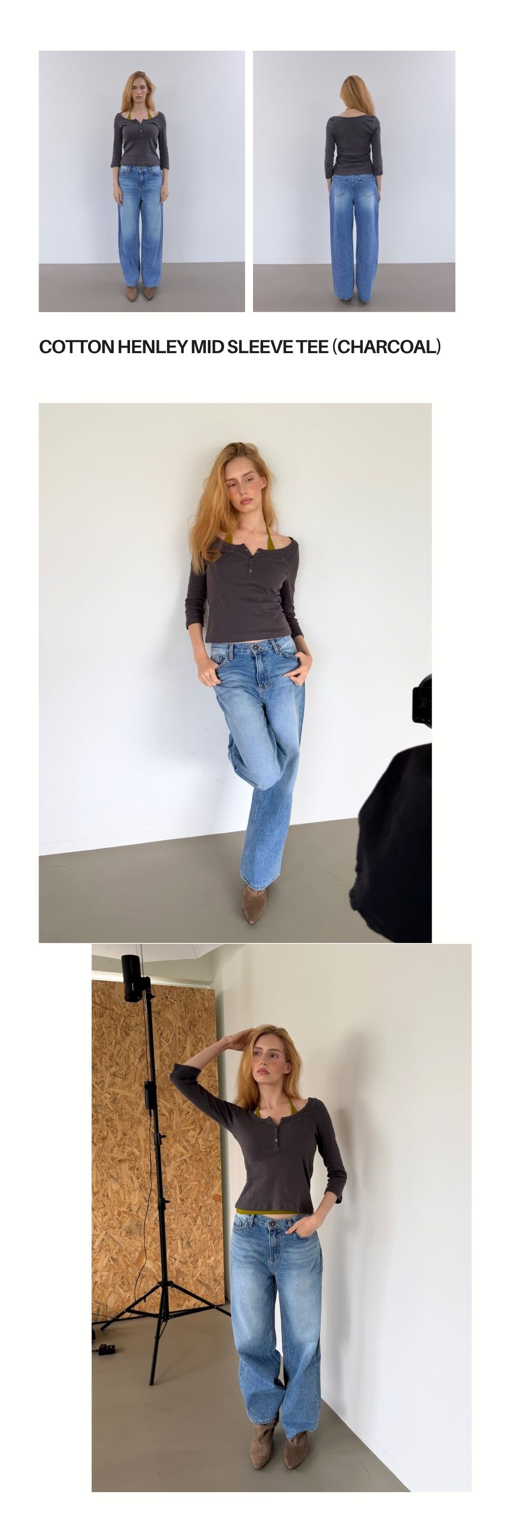 COTTON HENLEY MID SLEEVE T (2+1)
