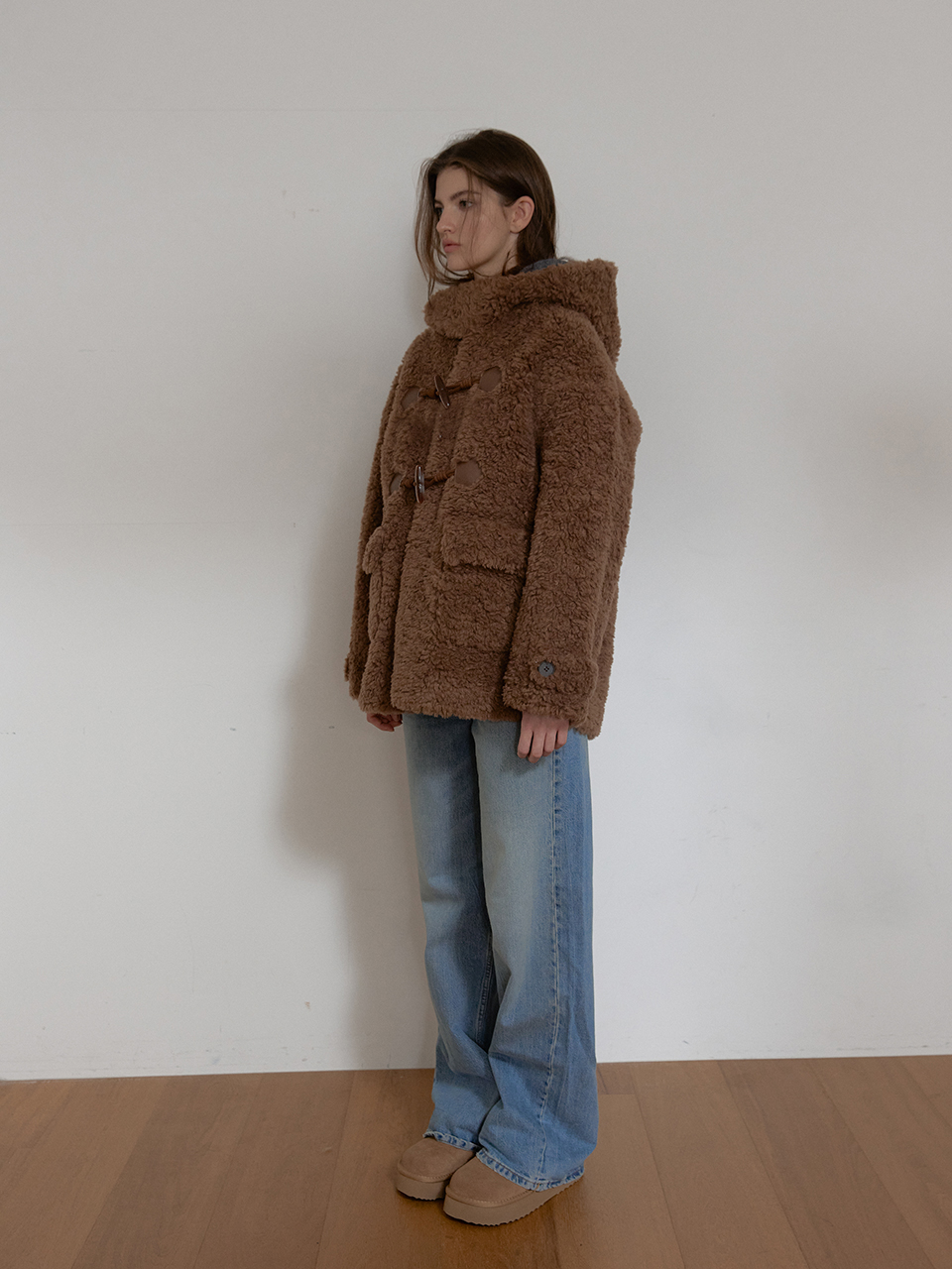 WOOL SHEARLING HOODIE MUSTANG (BROWN) | ファッション通販サイト NUGU