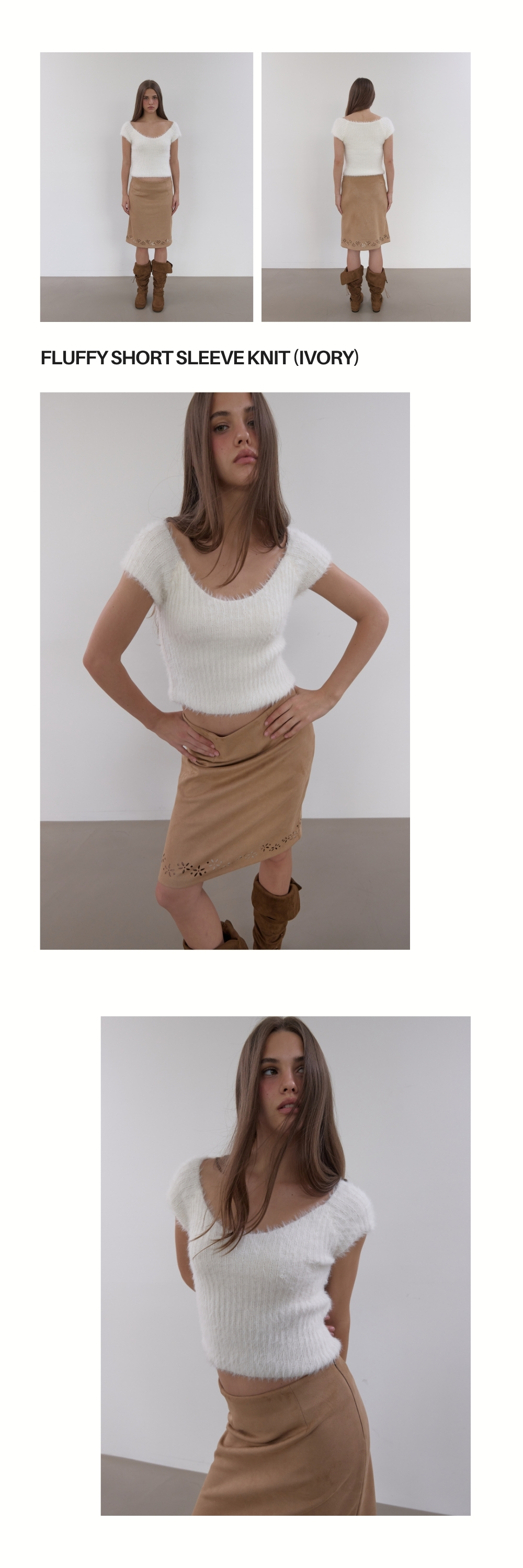 FLUFFY SHORT SLEEVE KNIT (IVORY)