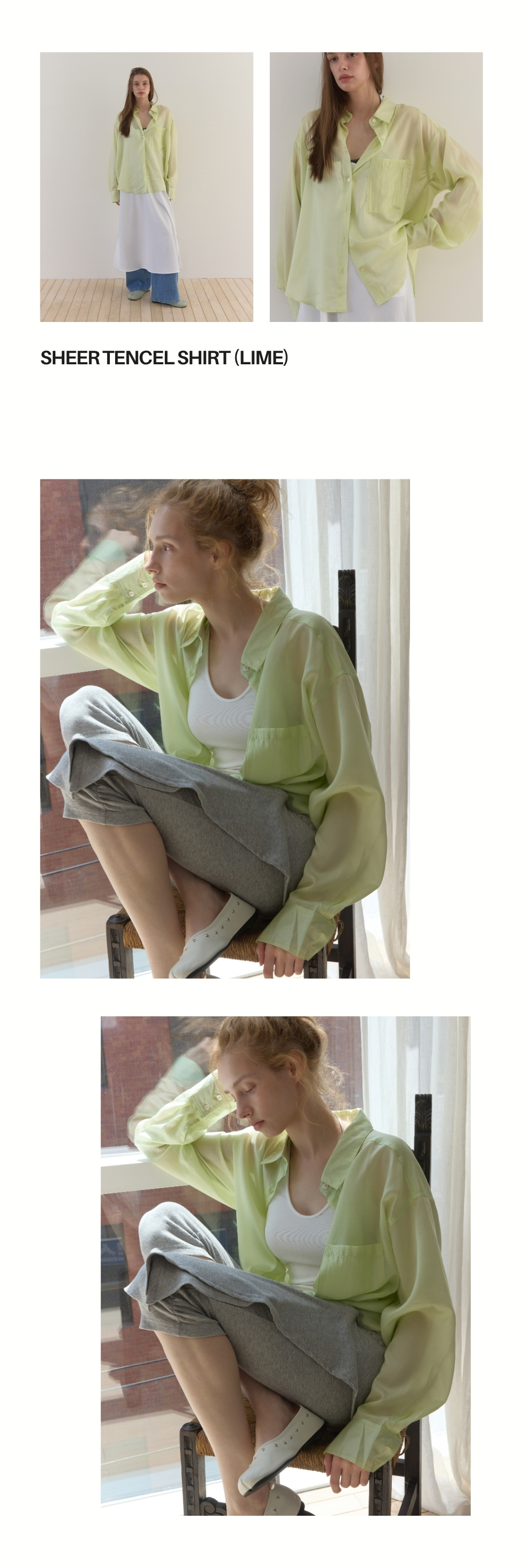 SHEER TENCEL SHIRT (LIME)