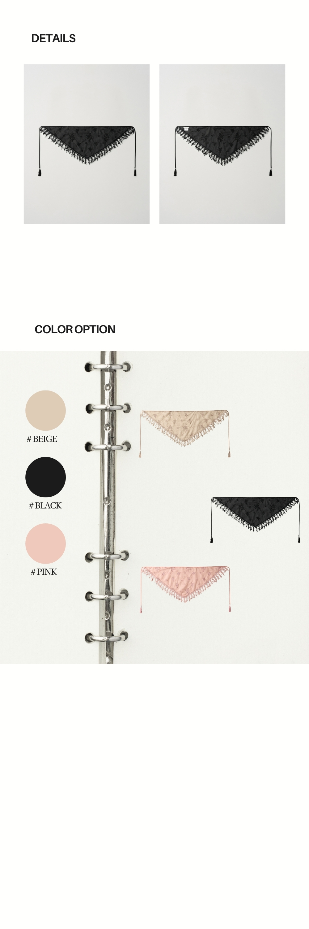 CHIFFON TASSEL SCARF (BLACK)