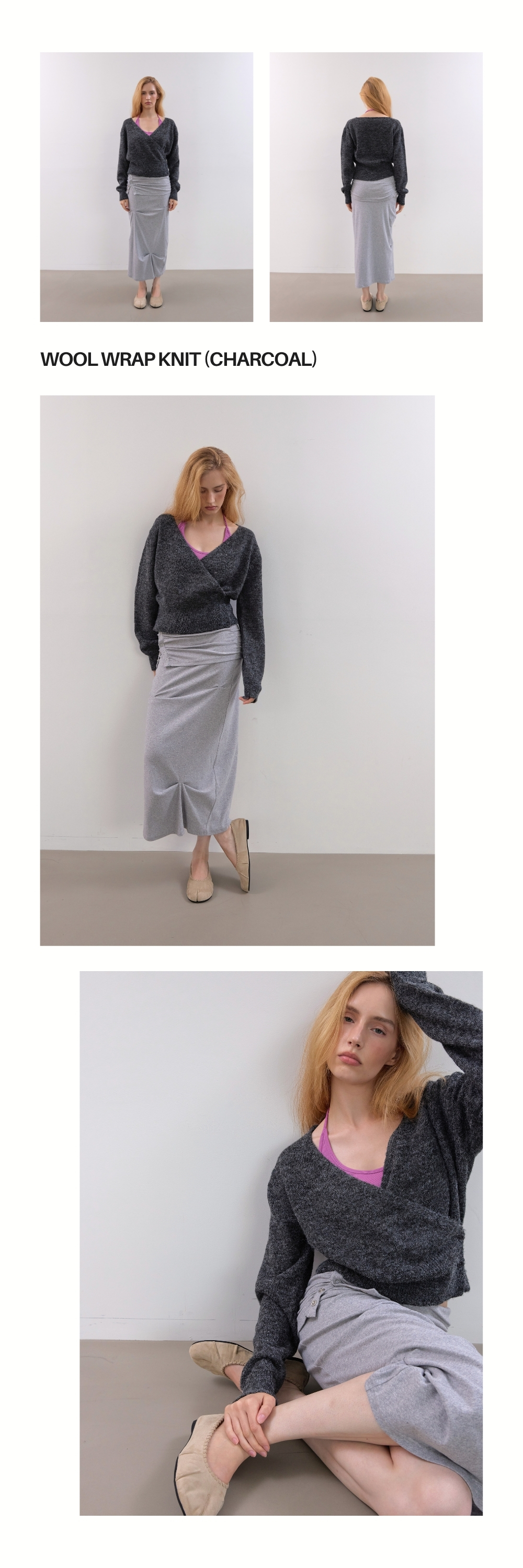 WOOL WRAP KNIT (CHARCOAL)