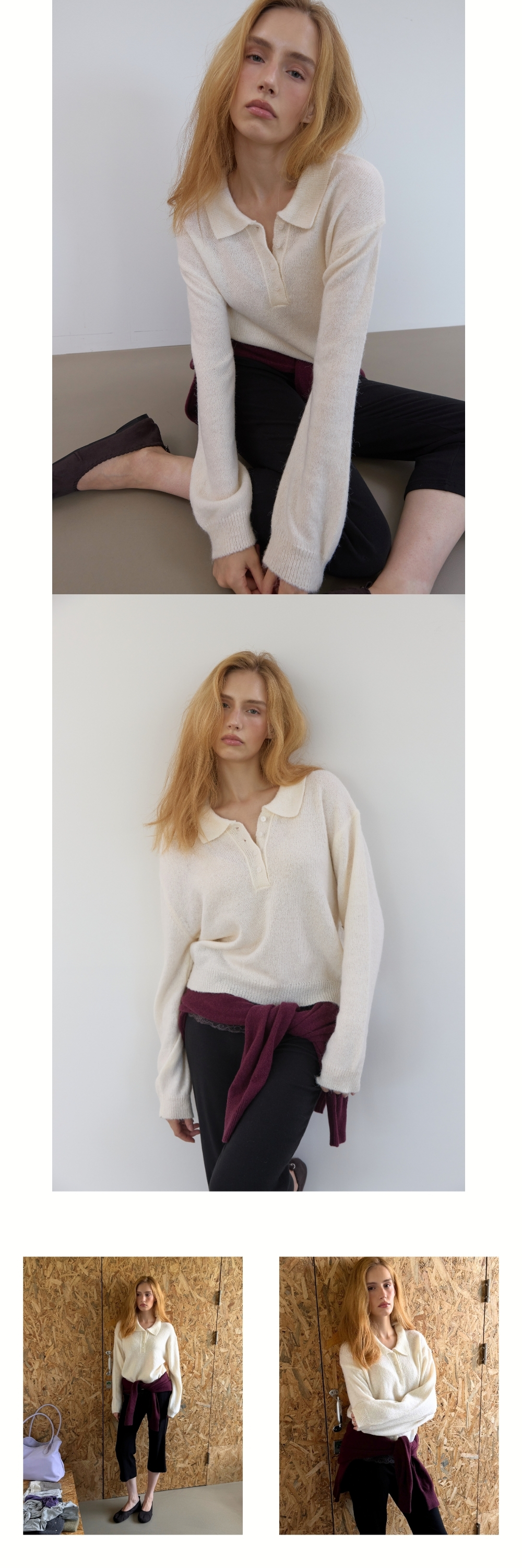 POLO COLLAR WOOL KNIT (IVORY)