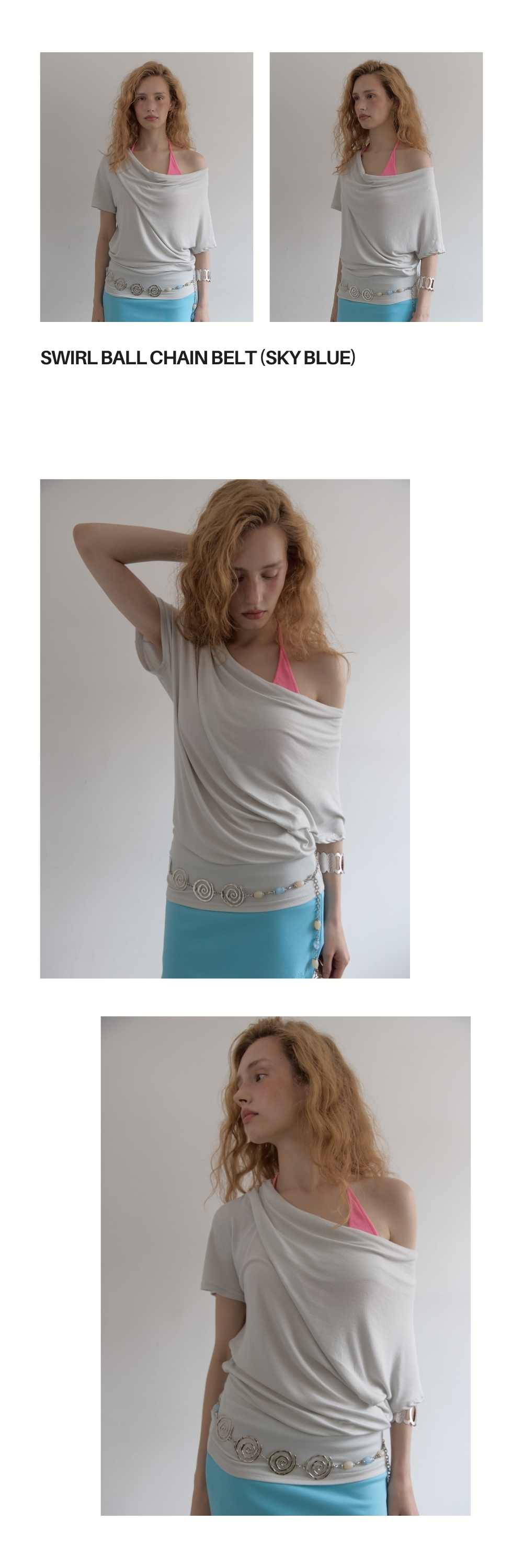 SWIRL BALL CHAIN BELT (SKY BLUE)