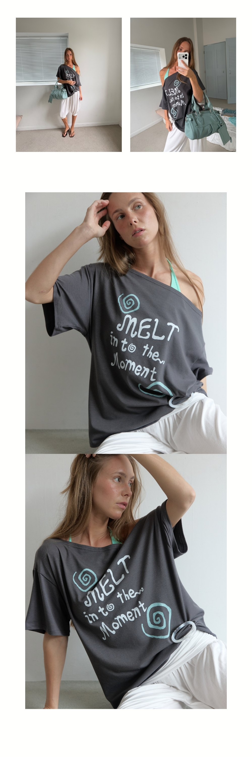 MELT ONE SHOULDER T (CHARCOAL)