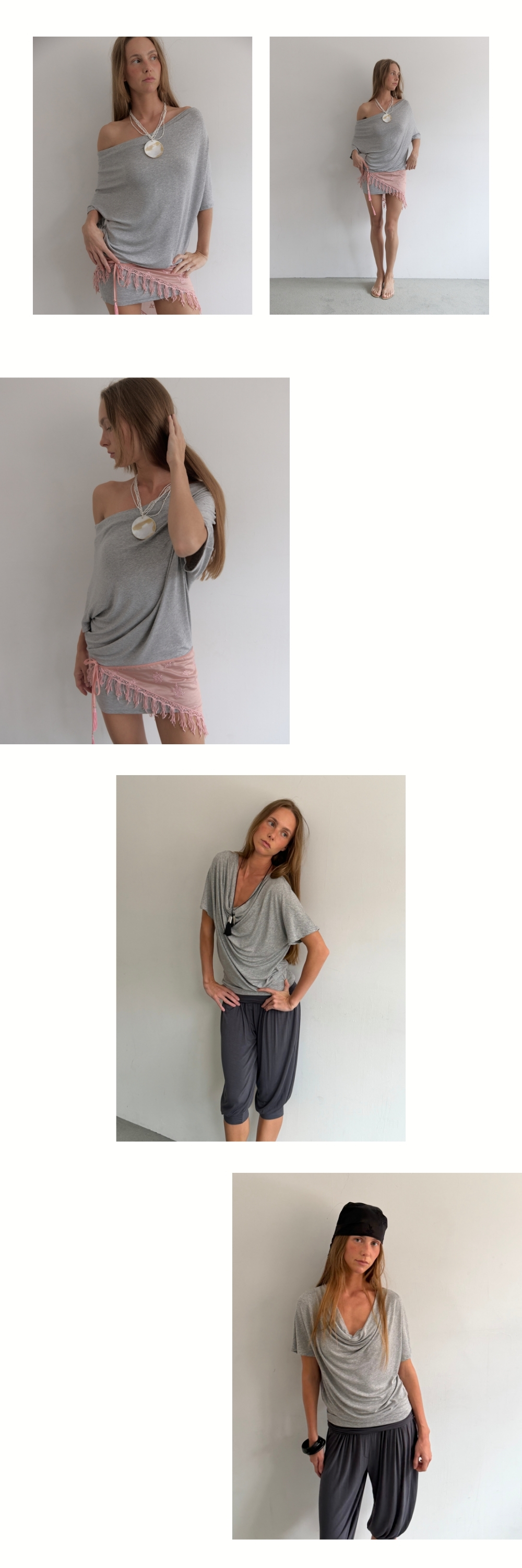 SOFT COWL T-SHIRT (MELANGE GREY)