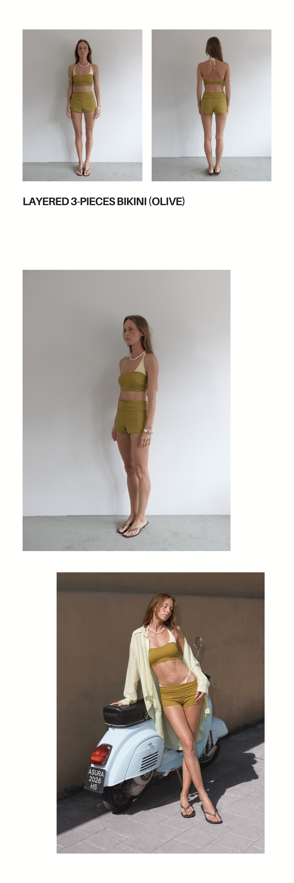 LAYERED 3-PIECES BIKINI (OLIVE)