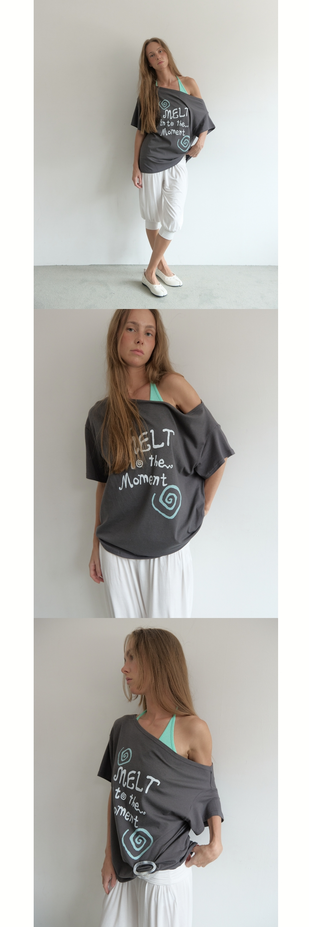 MELT ONE SHOULDER T (CHARCOAL)