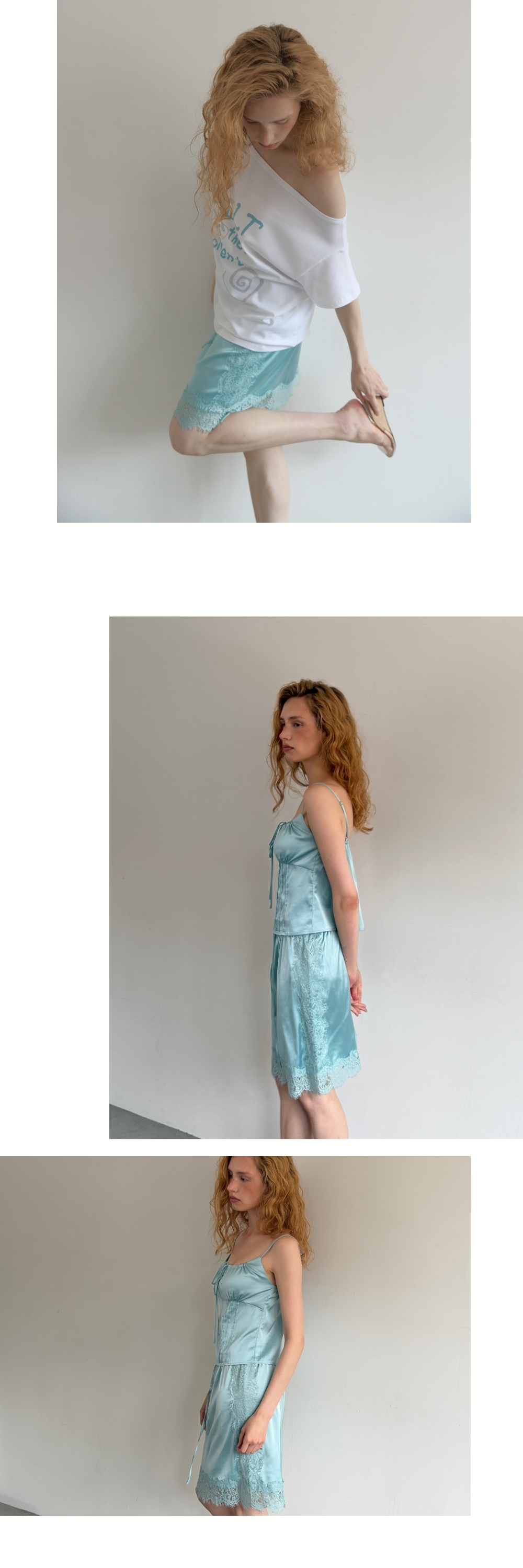 SILK TOUCH LACE MIDI SKIRT (MINT)