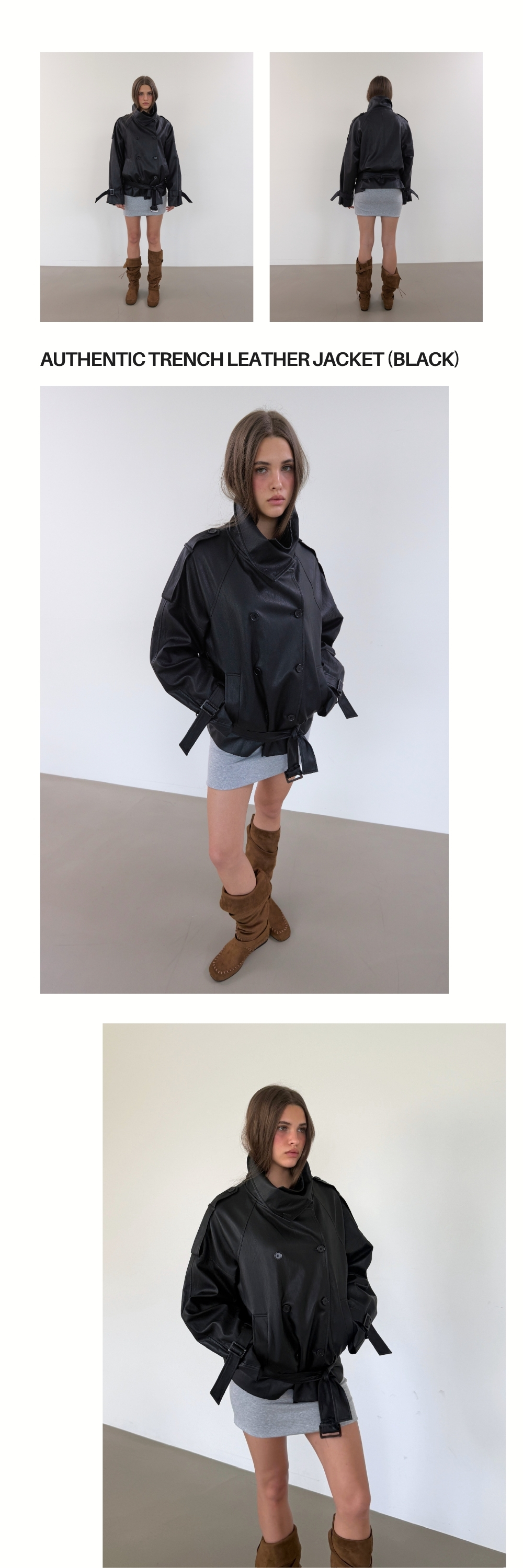 AUTHENTIC TRENCH LEATHER JACKET (BLACK)
