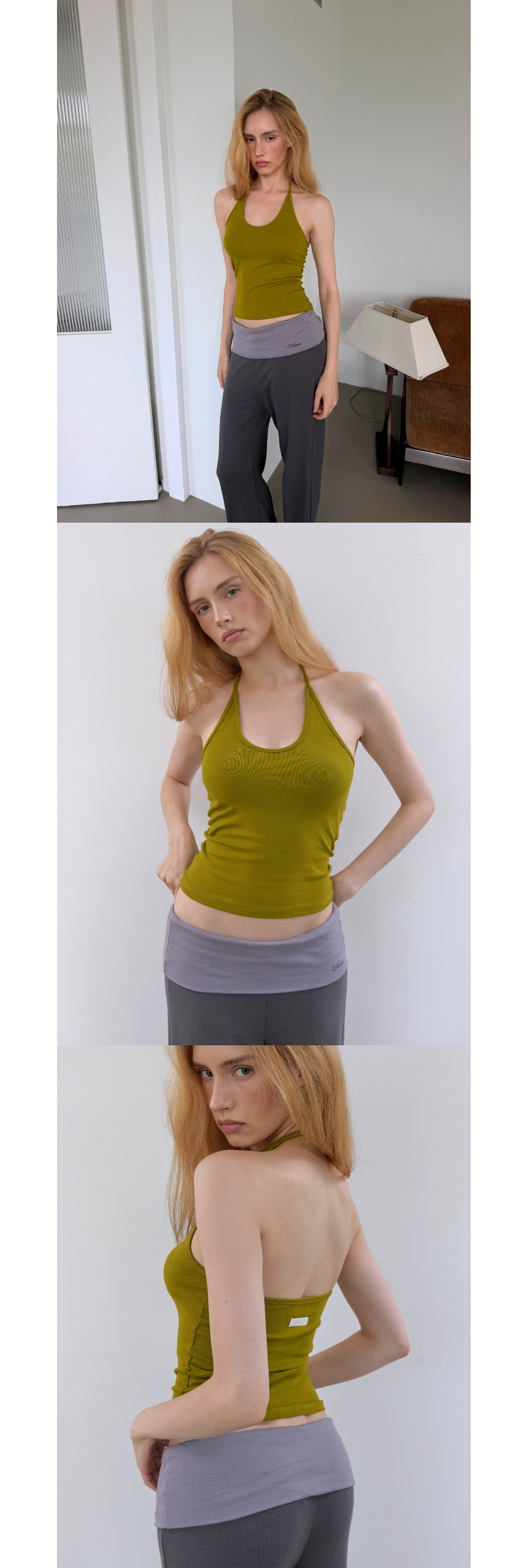 CURVE HALTER SLEEVELESS (OLIVE)