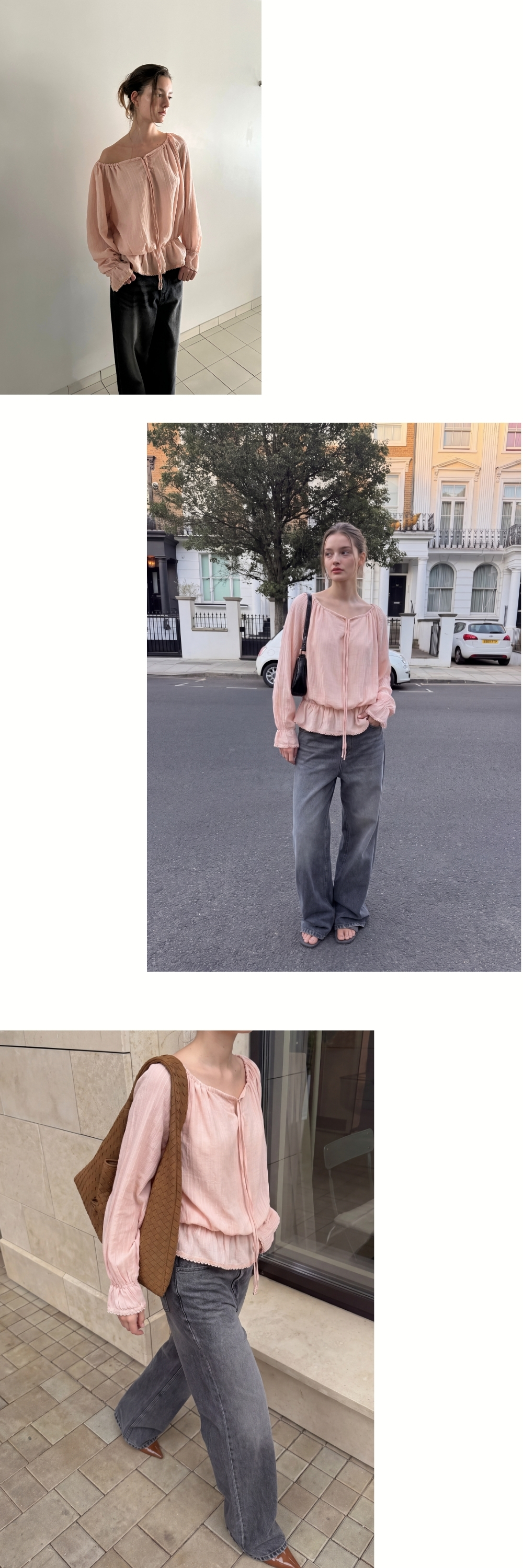 OFF-SHOULDER SHIRRING BLOUSE (PINK)