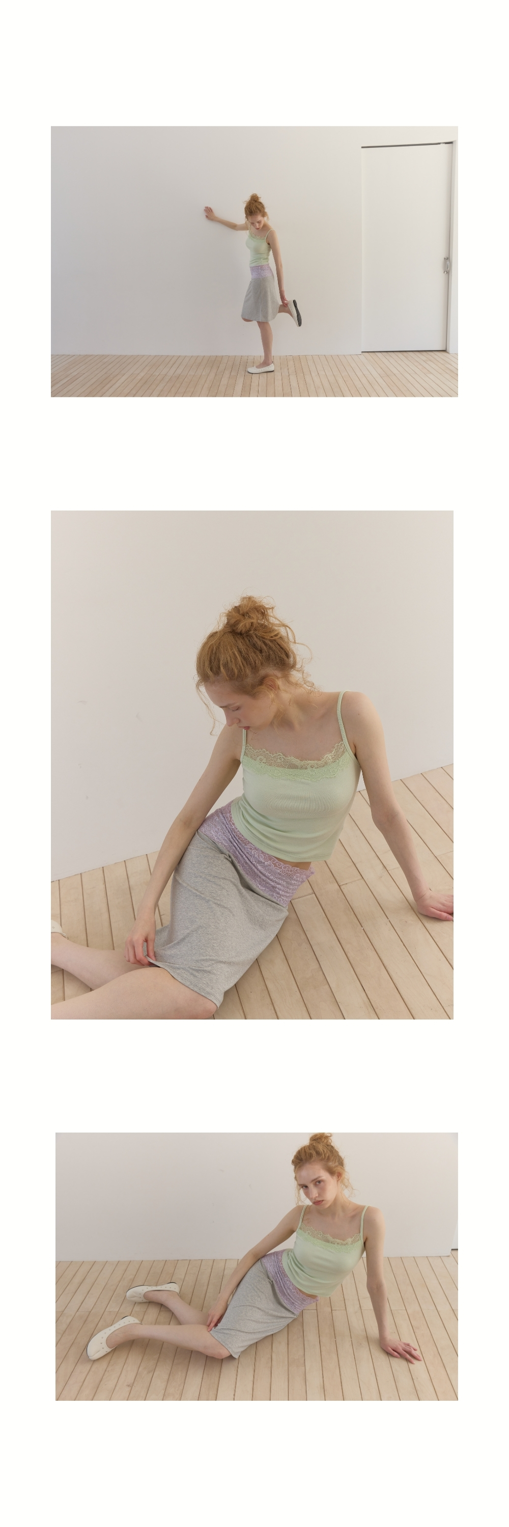 LACE WAIST SKIRT (MELANGE GREY)
