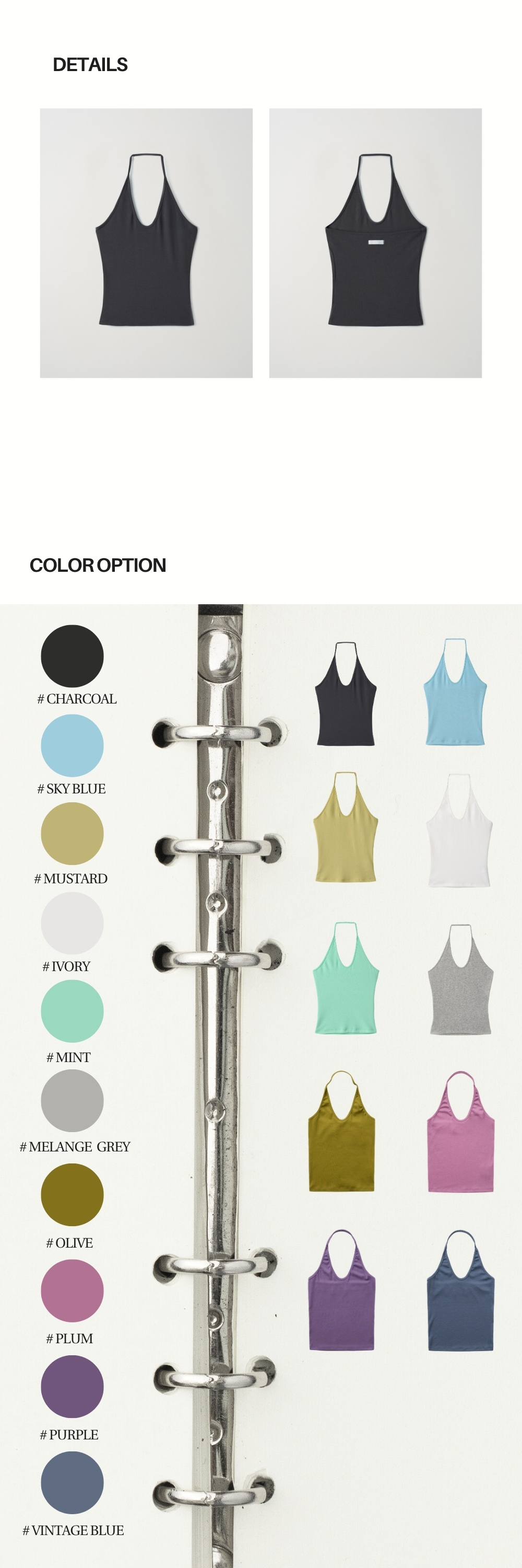 CURVE HALTER SLEEVELESS (CHARCOAL)