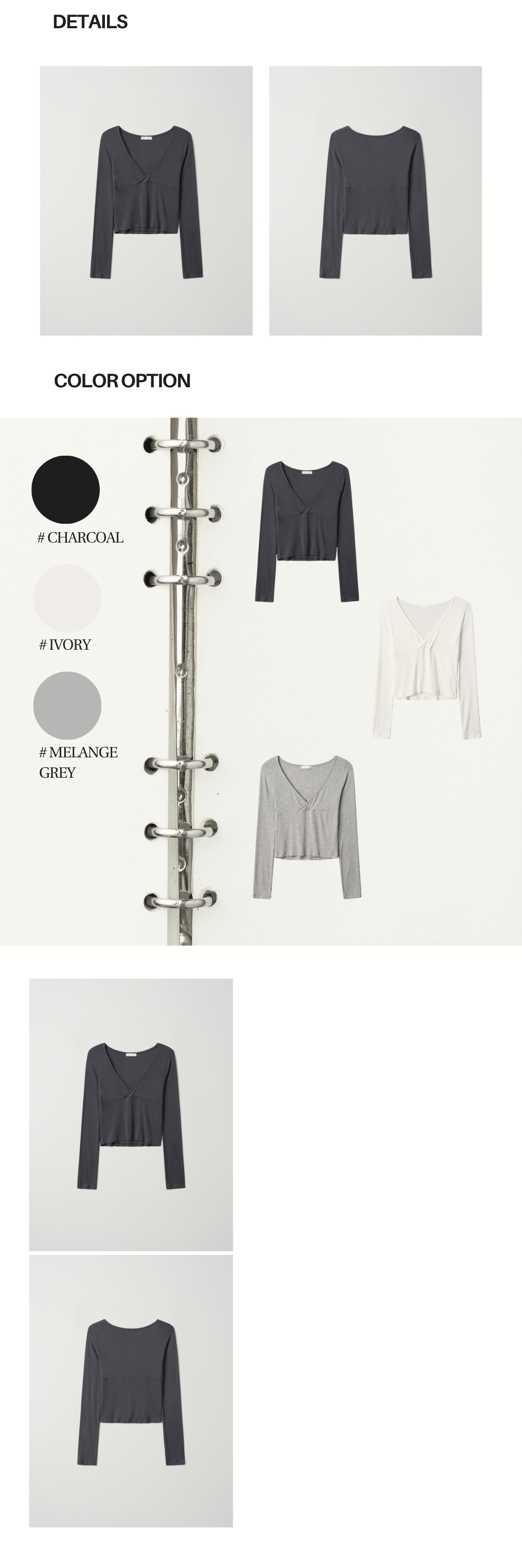 LONG SLEEVES WRAP T (CHARCOAL)