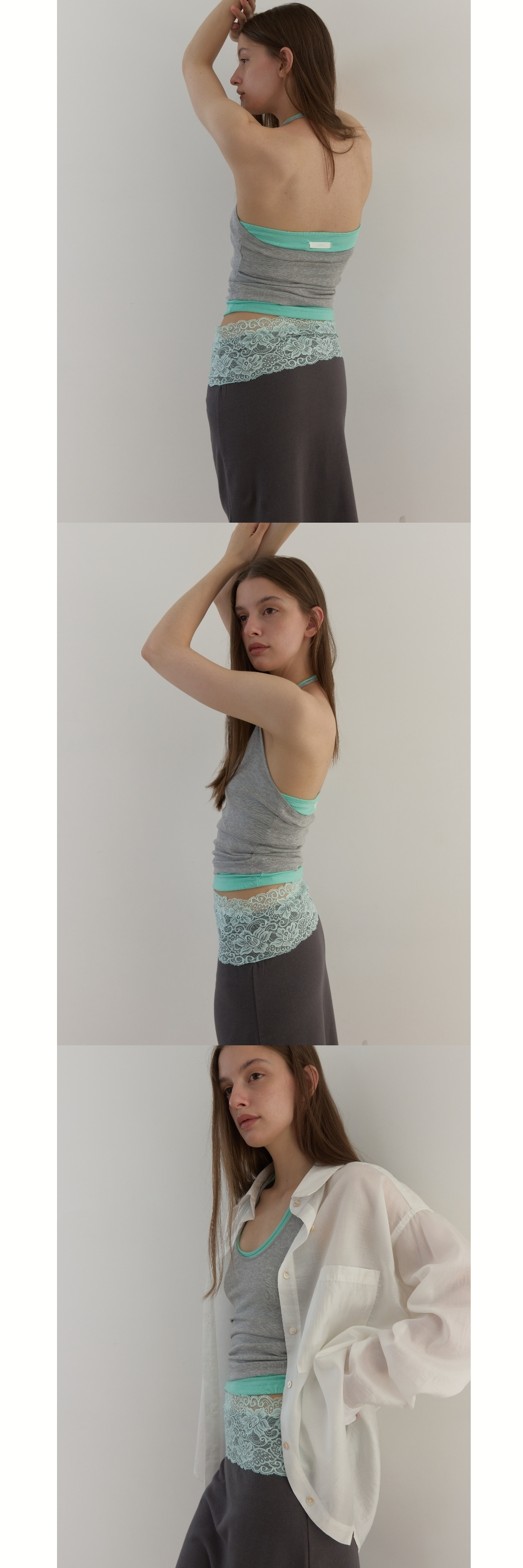 LACE WAIST SKIRT - 3 COLORS MELANGE GREY