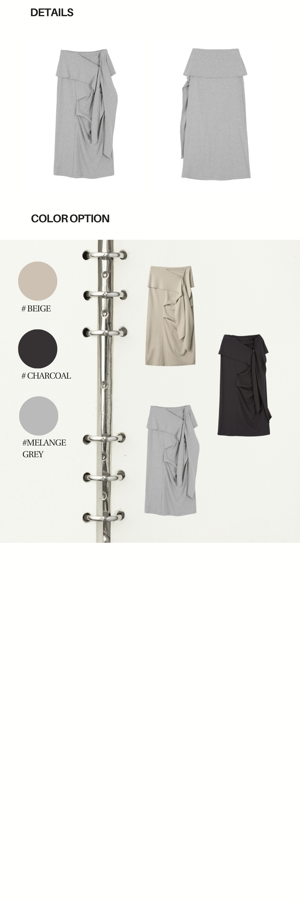 TUK WRAP SKIRT (MELANGE GREY)