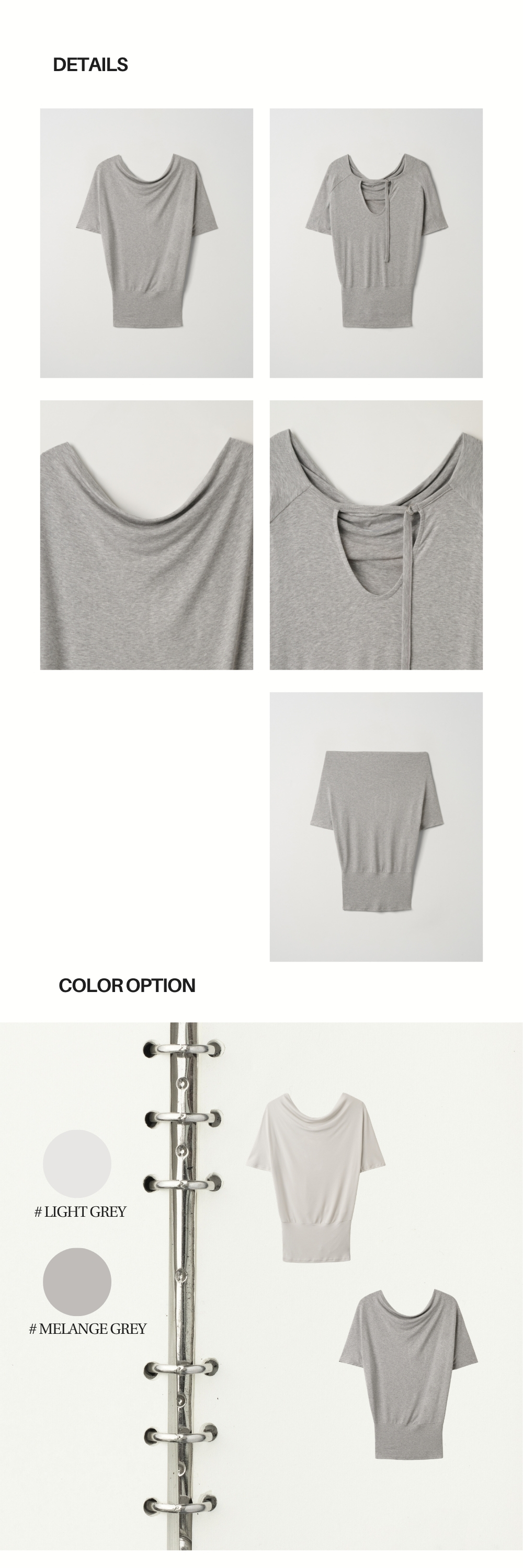 SOFT COWL T-SHIRT (MELANGE GREY)