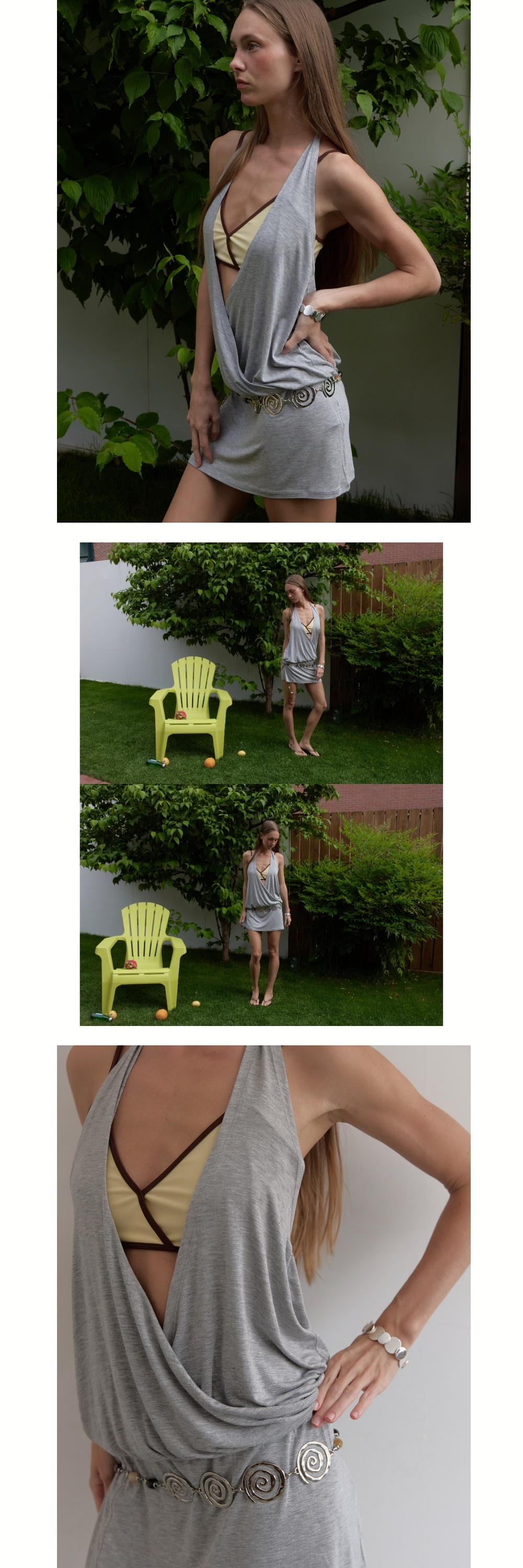 SUNSET WRAP DRESS (MELANGE GREY)