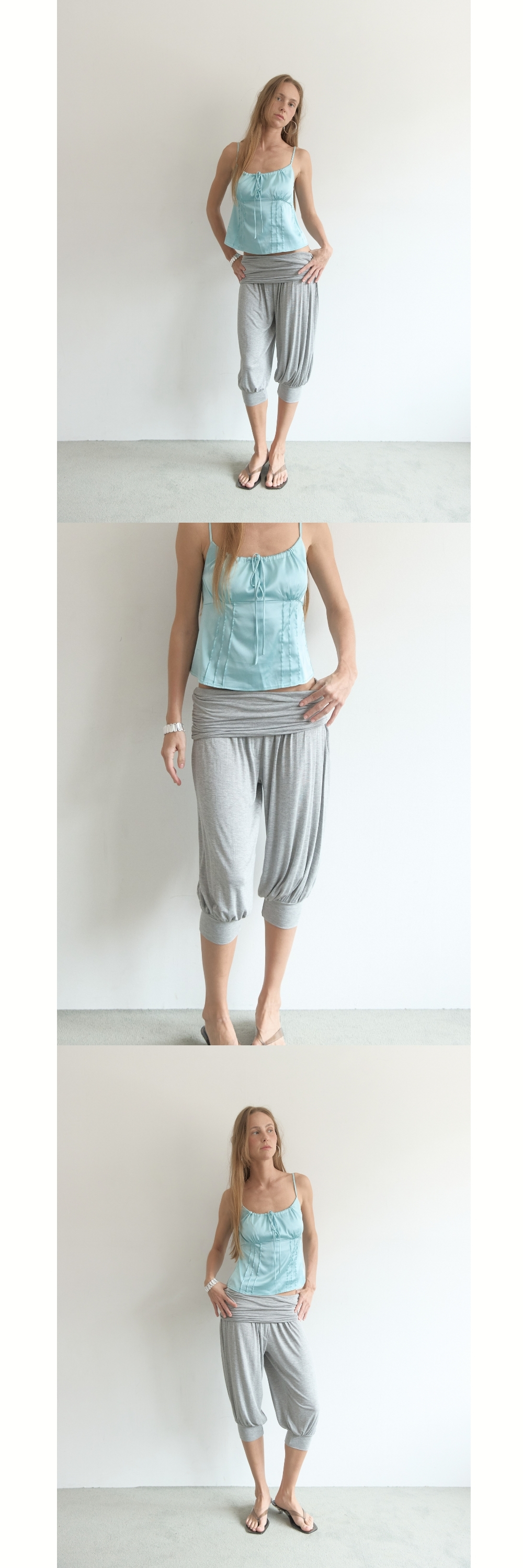 FOLD HAREM PANTS (MELANGE GREY)