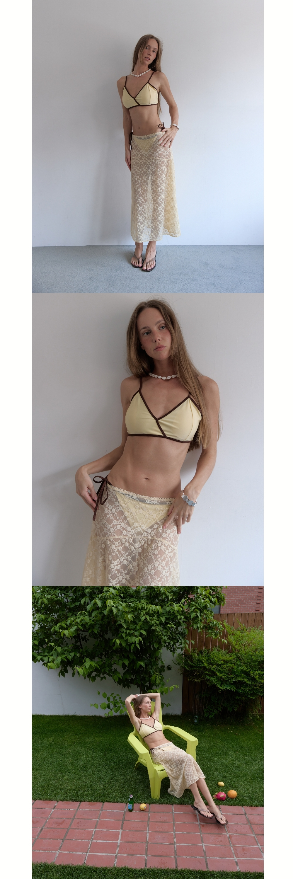 SHEER FLOW LACE SKIRT (YELLOW)