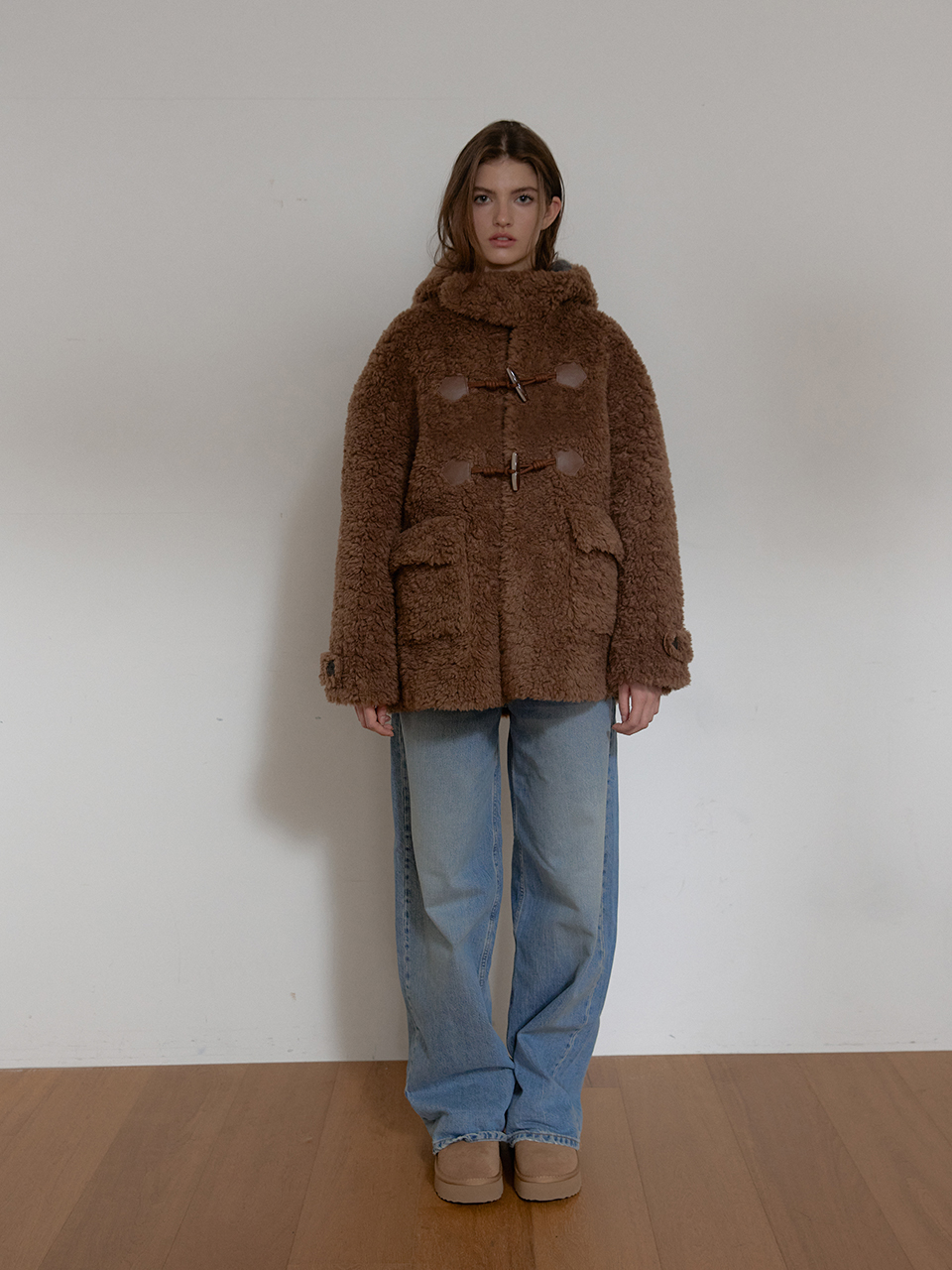 WOOL SHEARLING HOODIE MUSTANG (BROWN) | ファッション通販サイト NUGU