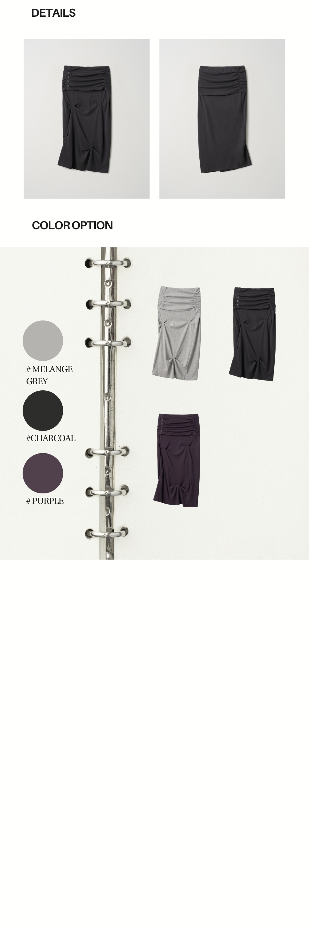 SNAP DRAPE SKIRT (CHARCOAL)