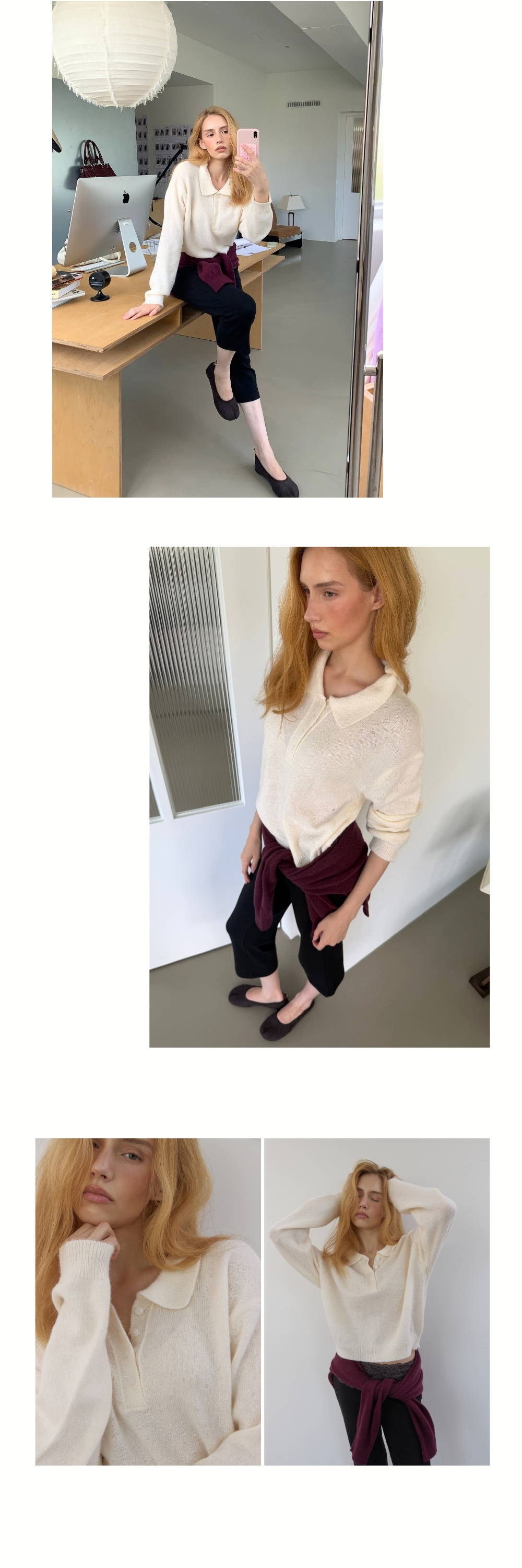POLO COLLAR WOOL KNIT (IVORY)